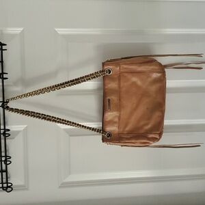 Rebecca Minkoff Tan Leather Shoulder Swing chain Multi way Strap Bag.